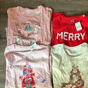 J. Crew Women's Long Sleeve Tees - Pink, Red, White BUNDLE